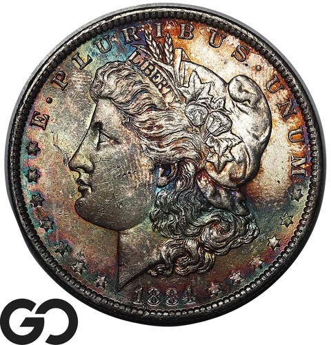 1884-O Morgan Silver Dollar Coin Great Album Toner, Choice BU++