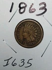 1863 Indian Head Cent / Civil War Era / Type Set Coin #I635