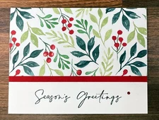 Stampin Up Christmas Card Kit Season's Greetings Painted Christmas Holly 6 Cards
