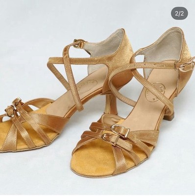 Women s Gold Ballroom Dance Shoes with Suede Soles