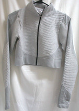Bella Movement Womens Large Cropped Activewear Full Zip Jacket Grey Athletic