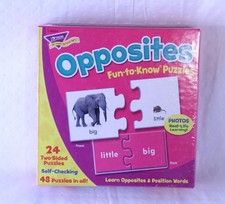 Trend Opposites Fun-to-Know Puzzles Learning Set 24 Two-Sided Pieces NEW