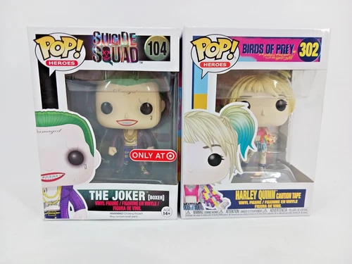 Funko 104 Joker Boxer Target Exclusive 302 Harley Quinn Caution Tape 2 Pop Lot