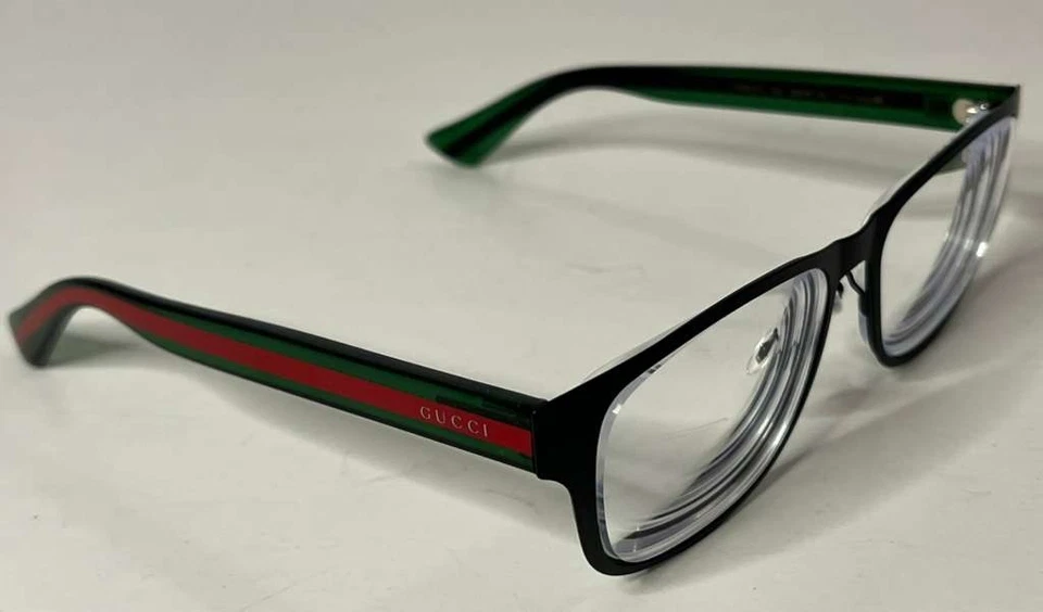 Armações de óculos Gucci – Preto com listras verdes e vermelhas - Imagem 3 de 4