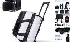 2 Ball Bowling Bag with Wheels  1 Ball Color Matching Add On White