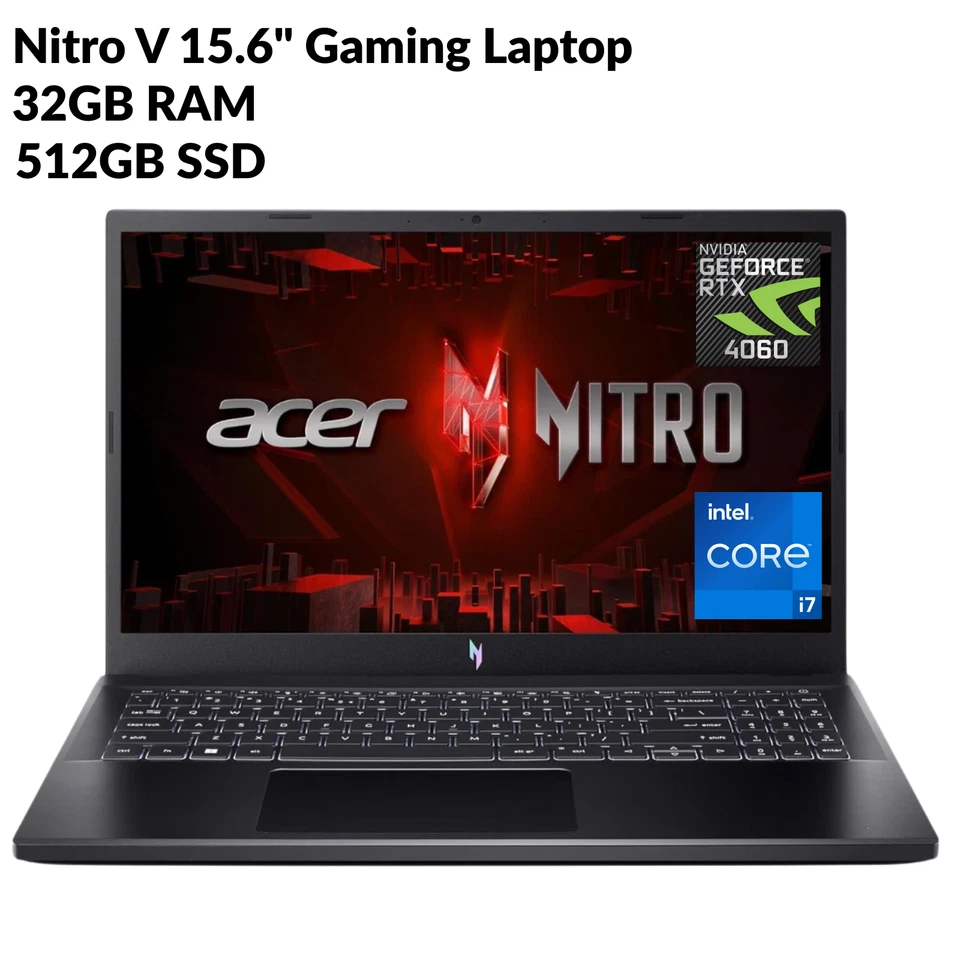 Acer Nitro V15 Gaming Laptop Intel i7 32GB 512GB SSD GeForce RTX4060 Refurbished
