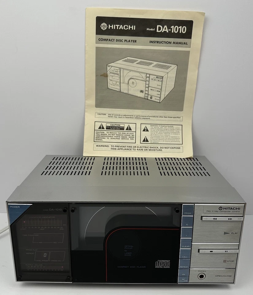 Винтажная колода проигрывателя компакт-дисков Hitachi DA-1010 1984 Япония от оригинального производителя руководство РЕДКИЕ запчасти/ремонт - Изображение 2 из 4