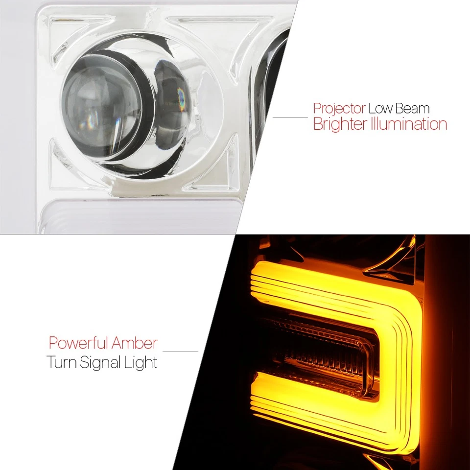 Se adapta a Super Duty 2017-2019 {BARRA ELÉCTRICA LED DUAL} Faro proyector de esquina cromado/ámbar Foto 3 de 4