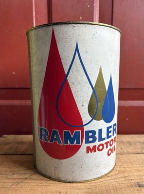 RARE Vintage 1960s 5Qt American Motors Corp AMC Rambler Motor Oil Tin Can Empty