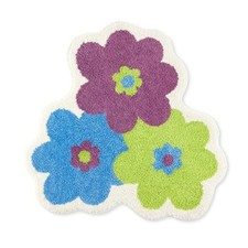 Blossom Retro Daisy Flower Shaped Bath Mat, Absorbent Tufted Blue/Green/Purple
