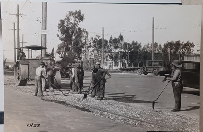 1920's ORG Photo Road Steamroller and Workers Torrance Ca 4 3/4'' x 6 7/8''  JRR20