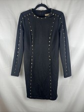 Michael Kors Women’s Studded Long-Sleeve Bodycon Dress Black Size Small