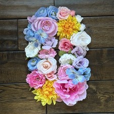 Flower Letter, Faux Floral Letter, Wooden Initial