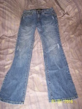Ladies Crest Jeans size 1/2 Waist Low Distressed in Great Shape 31 1/2" inseam