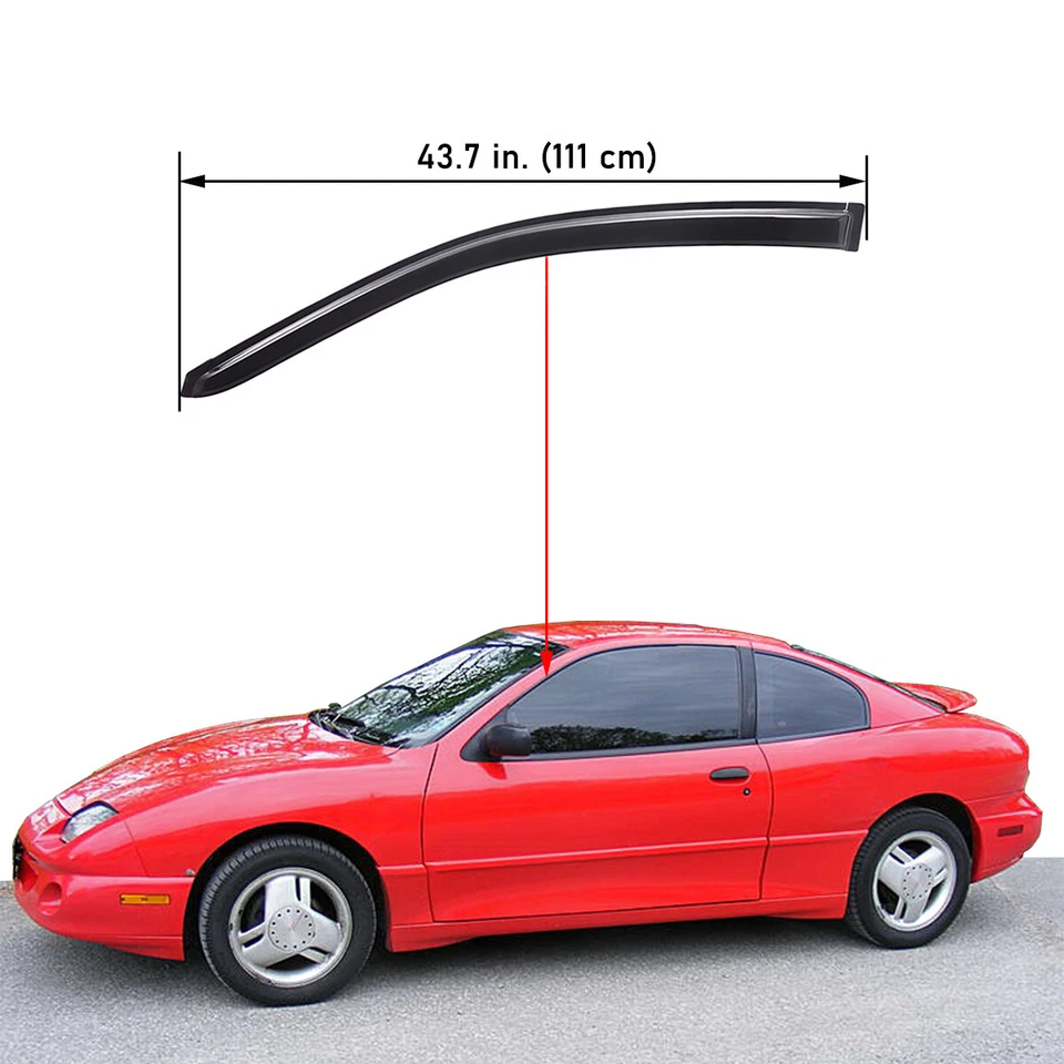 Tape-on Window Deflectors for 1995-2005 Chevy Cavalier & Pontiac Sunfire COUPE - Imagem 2 de 4