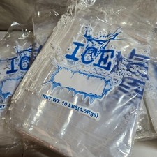50 Bags - 12"x19" -10 Lb. Plastic Ice Bags w/ Cotton Draw String Closure Pack