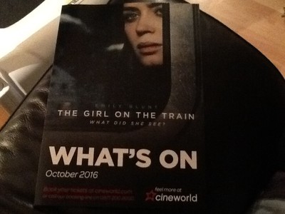 PROMOTIONAL FILM LISTINGS U.K. CINEMA CINEWORLD 2016 . THE GIRL ON THE TRAIN 