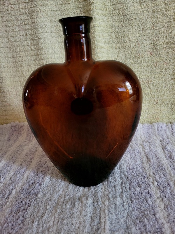 Paul Masson Heart Shaped Dark Amber Heart Shaped Bottle 8" Tall