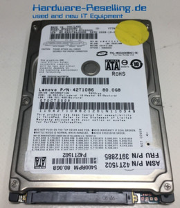 Fujitsu IBM Lenovo SATA 80GB 2,5 5400RPM 3G 8MB MHZ2080B 39T2885 42T1502 42T1086