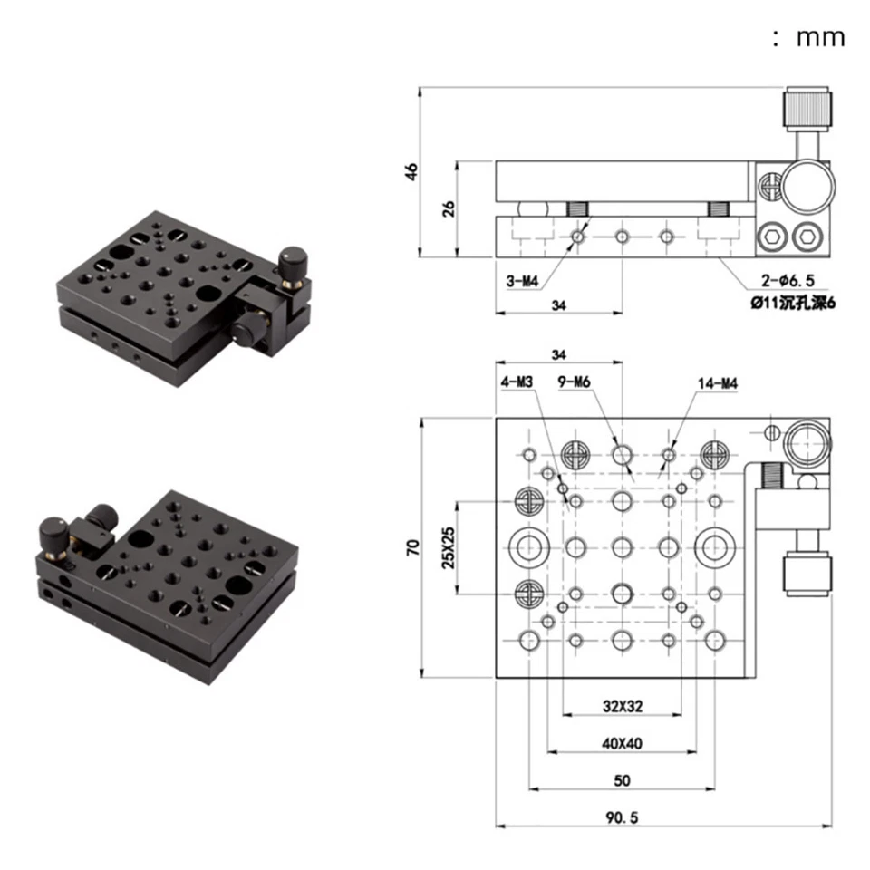 Plataforma de ajuste manual de rotación mesa inclinable de doble eje etapa de desplazamiento nueva Foto 2 de 3