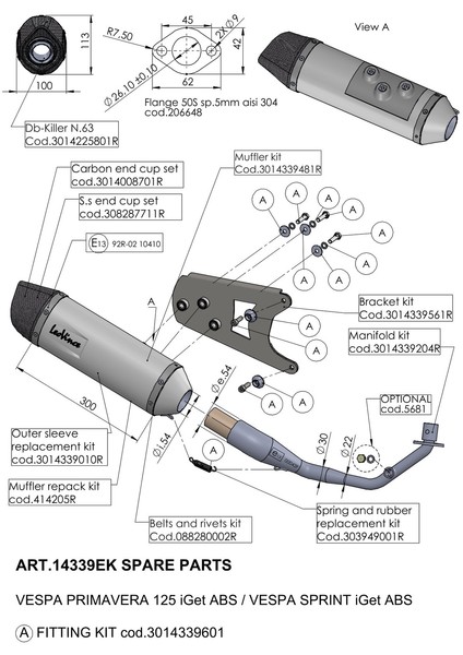 EndschalldäMpfer LeoVince Auspuffanlage LV ONE EVO S10410 Ø 54Mm 300Mm-image