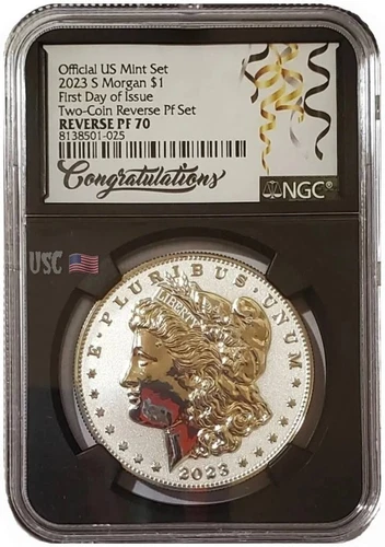 2023-S Reverse Proof MORGAN DOLLAR NGC PF70 FDOI Congratulations Lab Silver Coin