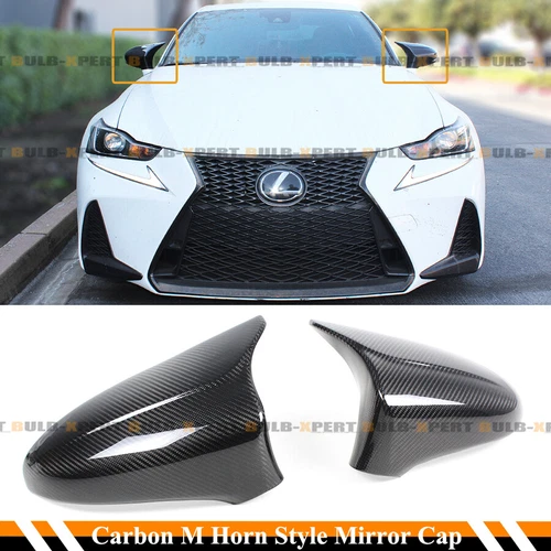 FOR 14-2020 LEXUS IS200 300 350 M HORN STYLE CARBON FIBER SIDE MIRROR COVER CAP