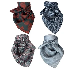 Austin Accent Cowboy Bandana 100% Silk Scarf Wild Rag 34 Inch Multiple Colors 
