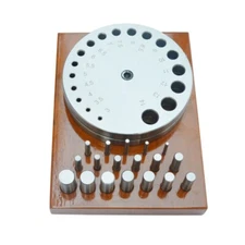 Disc Cutter Set of 18 Circular Punches with Wooden Stand - Size 3mm-14mm