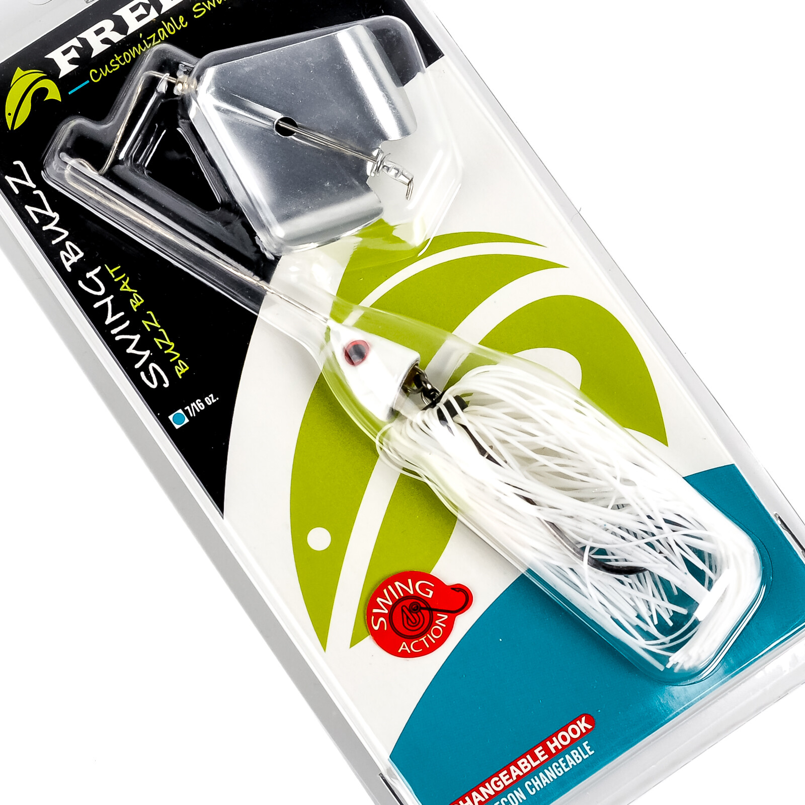FREEDOM TACKLE Swing Buzz Buzzbait Swinging Changeable Hook 7/16oz - WHITE - Image 1