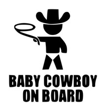 Baby On Board Cowboy Decal 1 4.75"x5" Choose Color