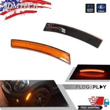 For MINI Cooper R50 R52 R53 02-08 Yellow Amber Lens LED Front Side Marker Lights