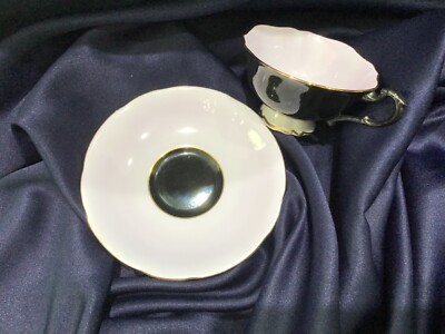 PARAGON CHINA cup & saucer LAVENDER + BLACK double warrant 96582/3 NEVER USED!