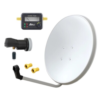 60 cm Sat Antenne Anlage Single LNB 1 Teilnehmer Satfinder 2x F Stecker HD 4K 8K