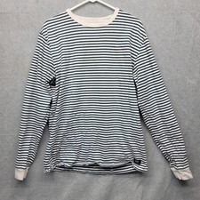 Vans Sweater Mens Large White/Blue Striped Sweatshirt Off The Wall