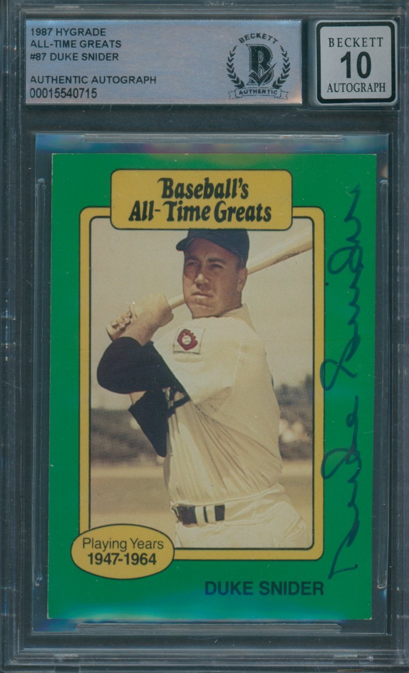 1987 Hygrade All-Time Greats #87 Duke Snider Beckett Authentic Signed Auto 10 *5 
