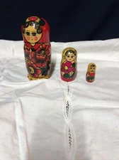 Set of 3 Classic Russian Stackable Nesting Wooden Dolls