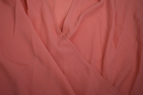 Top donna Gibson rosa Surplice scollo a V maniche corte drappeggiato finto avvolgente XS - Foto 7 di 9
