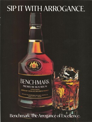 Vintage Print Ad Benchmark Premium Bourbon Sip It With Arrogance Apr 1979 11''x8''