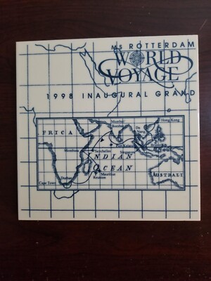 Holland America Line ms Rotterdam 1998 World Voyage Blue Delft Tile