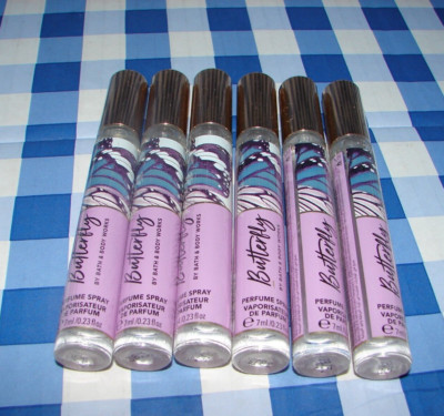 6 Bath & Body Works BUTTERFLY  Mini Travel Perfume Spray .23  FL oz Factory Seal