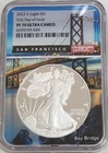 2022-S PF70 Ultra Cameo American Silver Eagle NGC First Day Issue Bay Bridge