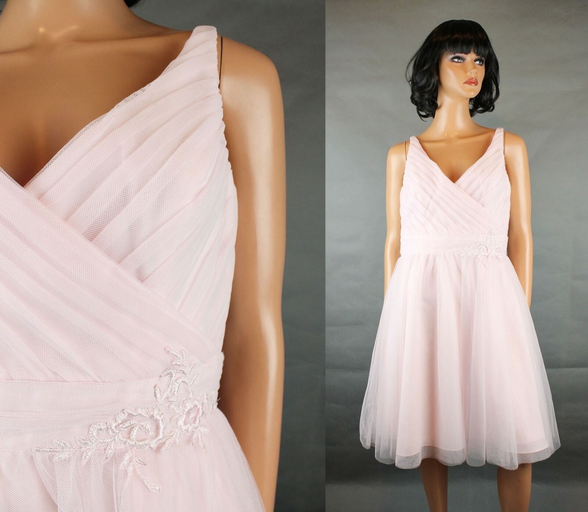 NWT Alfred Angelo Dress Sz 10 M Modern Vintage Pink Tulle Prom Bridesmaid  Gown
