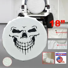 18" White Grinning Skull Spare Tire Cover XXL For Jeep Wrangler Tirecover 33-35"