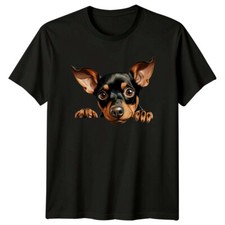 Cute Miniature Pinscher Dog Peekaboo Pet Breed Portrait T-Shirt
