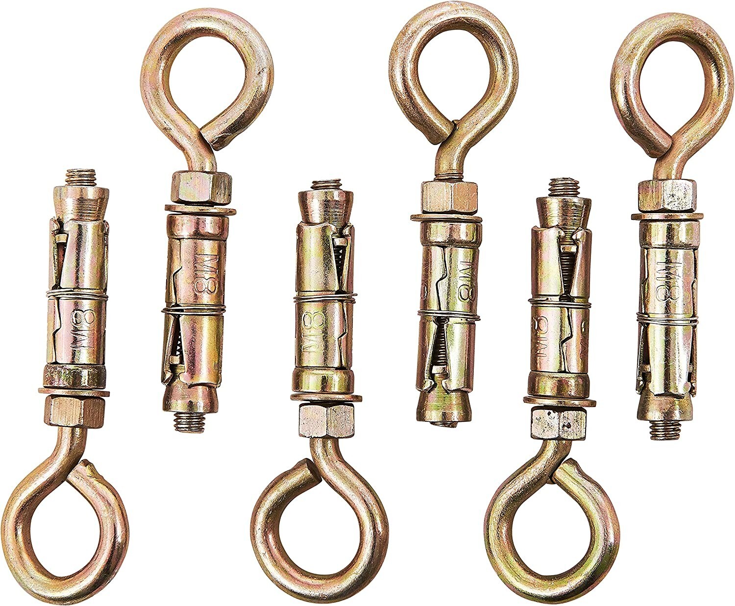 6 x Heavy Duty 8mm Closed Hook Eye Bolt Shield Anchor Expansion Wall