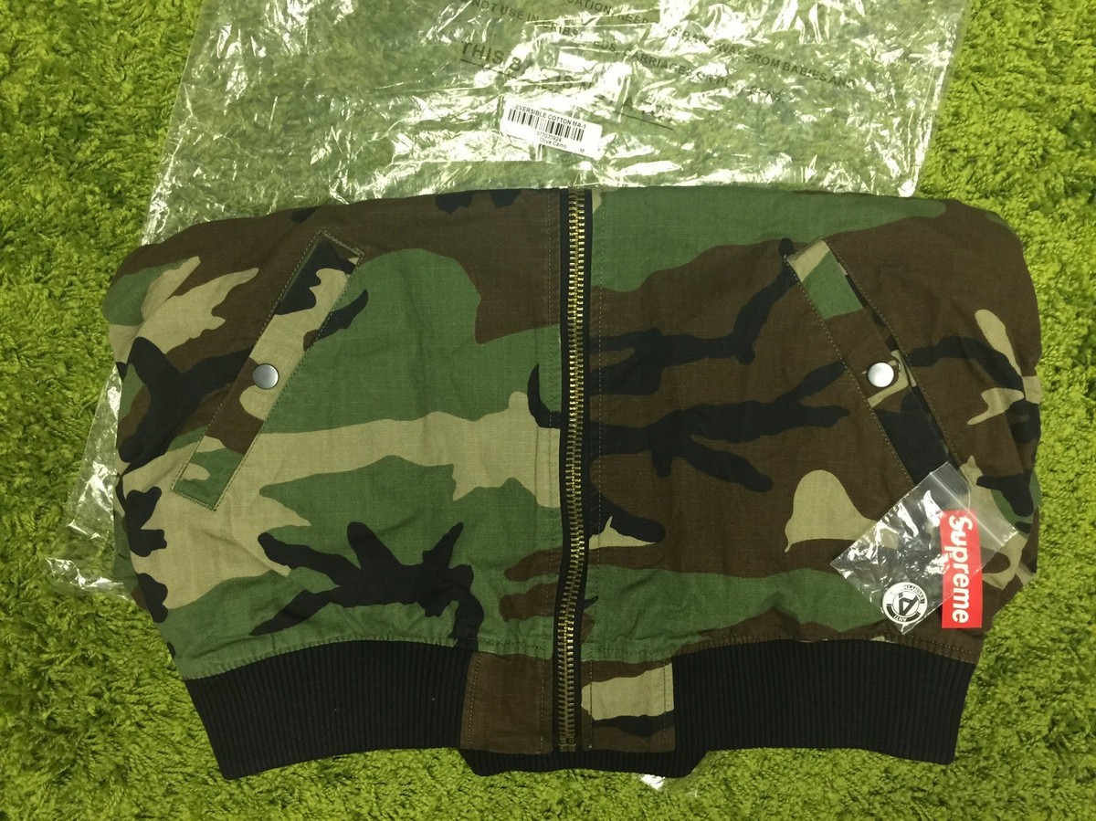 Supreme S/S 2015 Reversible Cotton MA-1 Bomber Jacket Olive Size 