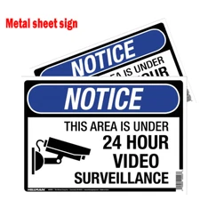 2 Metal sheet Surveillance Security Camera sign color Blue CCTV Security System 