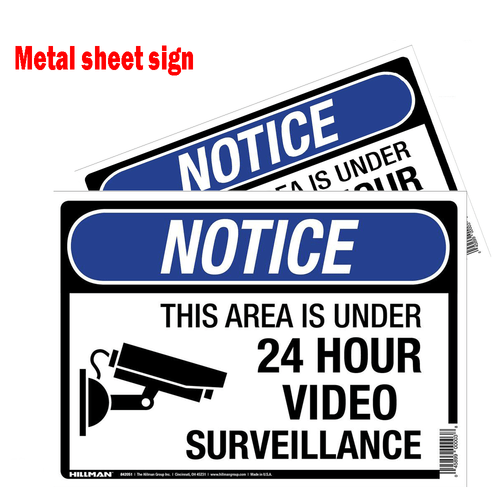2 Metal sheet Surveillance Security Camera sign color Blue CCTV Security System  - Picture 1 of 3