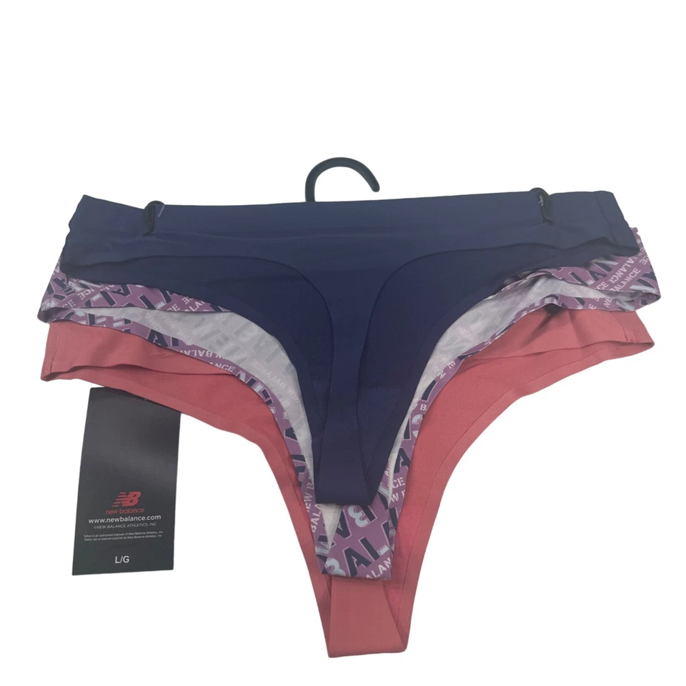 Lote De Tres Tanga New Balance Para Mujer Talla Grande Azul Púrpura Logo Rosa Nuevo Foto 2 de 4